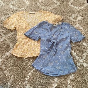 Bundle of Two Abercrombie Floral Tie Blouses